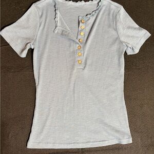 Women's Light Blue Button-Up Top